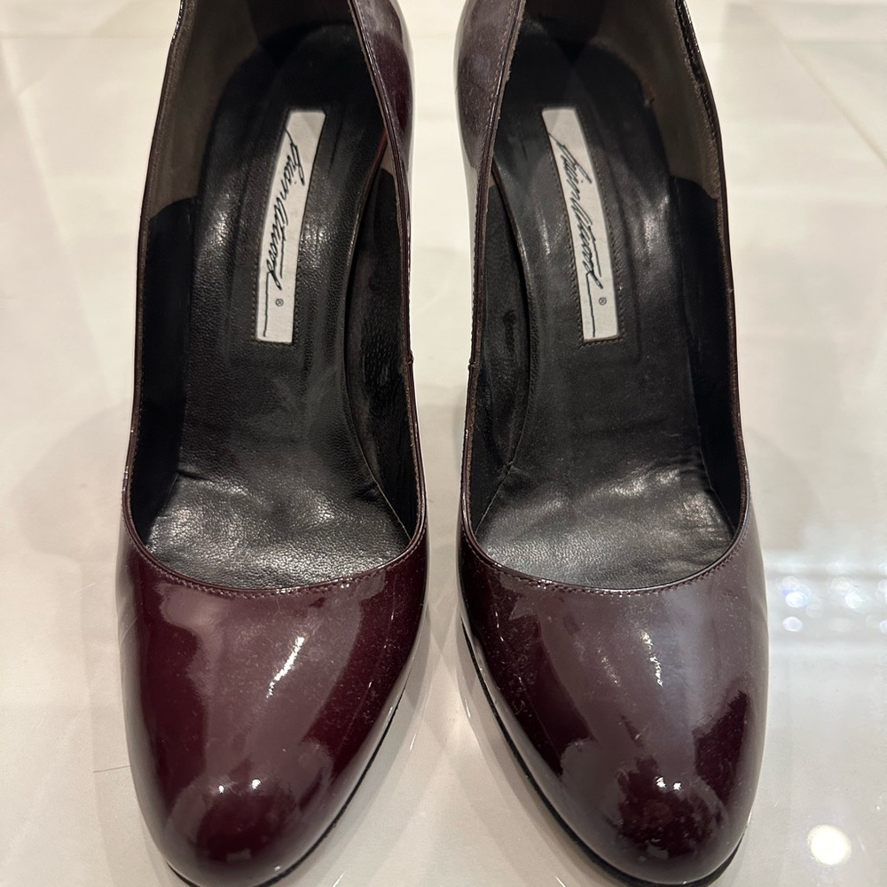 Brian Atwood Patent Leather Burgundy Pumps